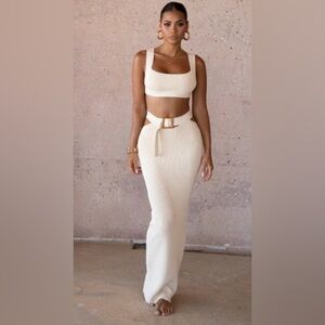 JLuxLabel Cream Knit Maxi Skirt Set M